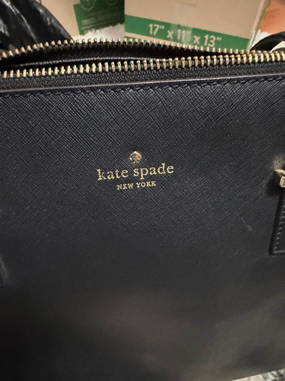 kate spade black leather satchel with gold hardware - Picture 2 of 6
